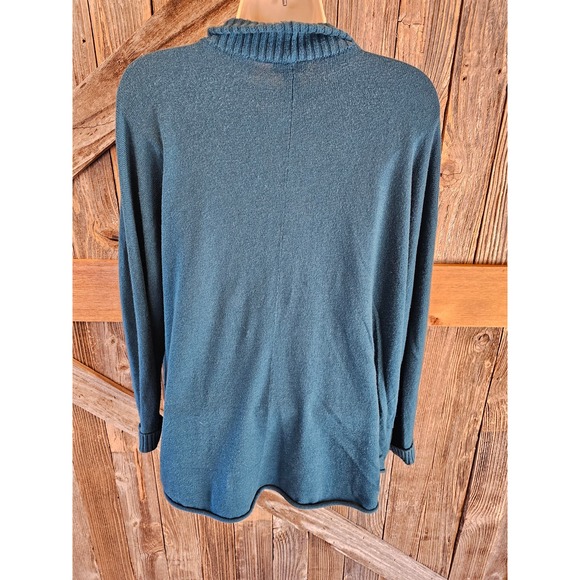 Chicos size 1 M career casual open front tunic rabbit hair blend blue ^ - Picture 3 of 5